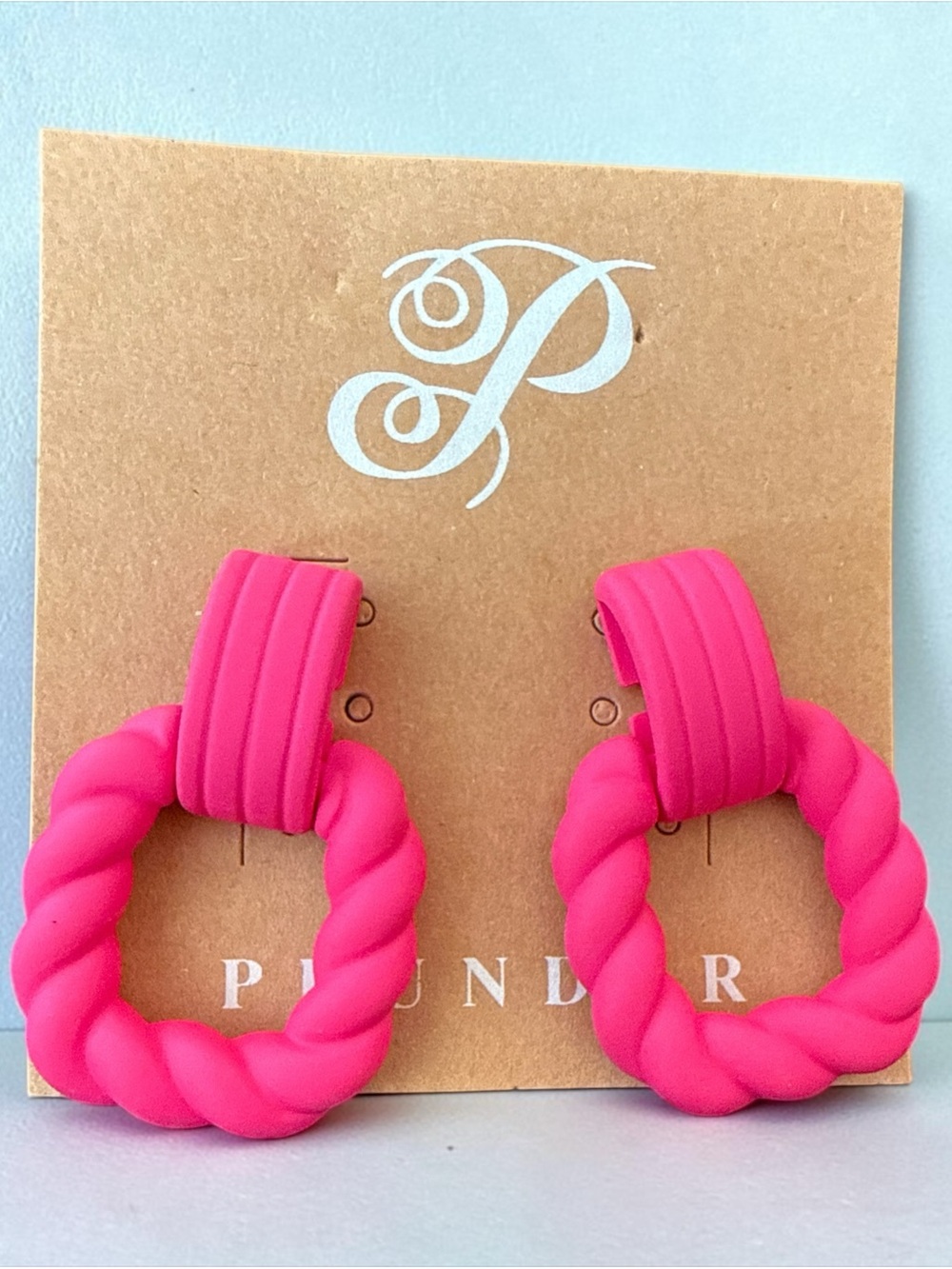 Plunder Bright Pink Twisted Hoop Earrings